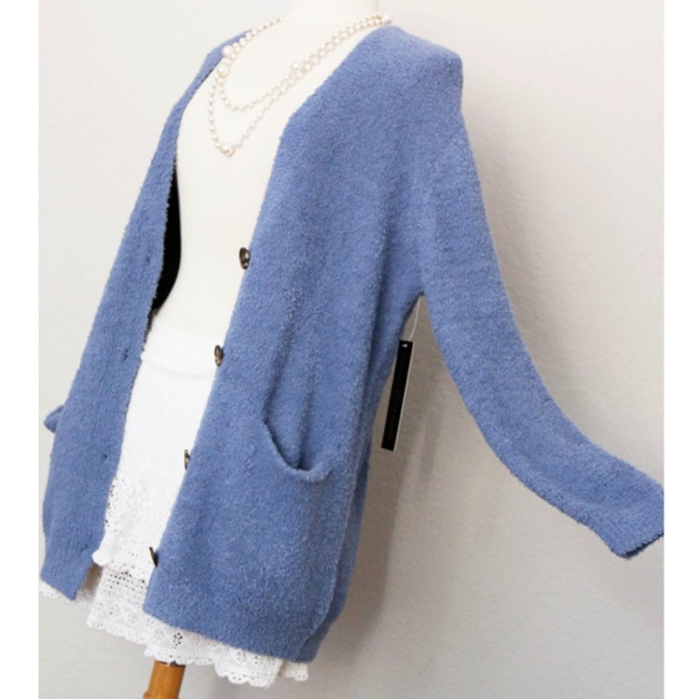 NEW Slate Blue Super Soft Button Front Caradigan - Picture 2 of 8